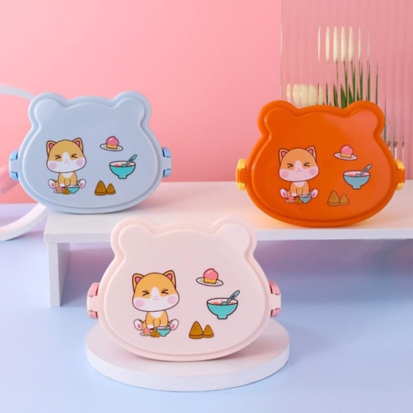 IC Skolbarn Dubbel Bento Matlåda Läcksäker Tecknad Anime Con Rosa