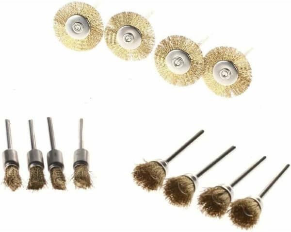Messingbørster, 45 deler, stålbørste, for Dremel Proxxon polering, rundbørste, skaft Ø 3,17 mm