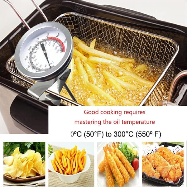 Kjøkkentermometer, mekanisk sonde i rustfritt stål, 0–300°C, ingen batterier, for matlaging, baking, grilling, BBQ og steking, 30 cm