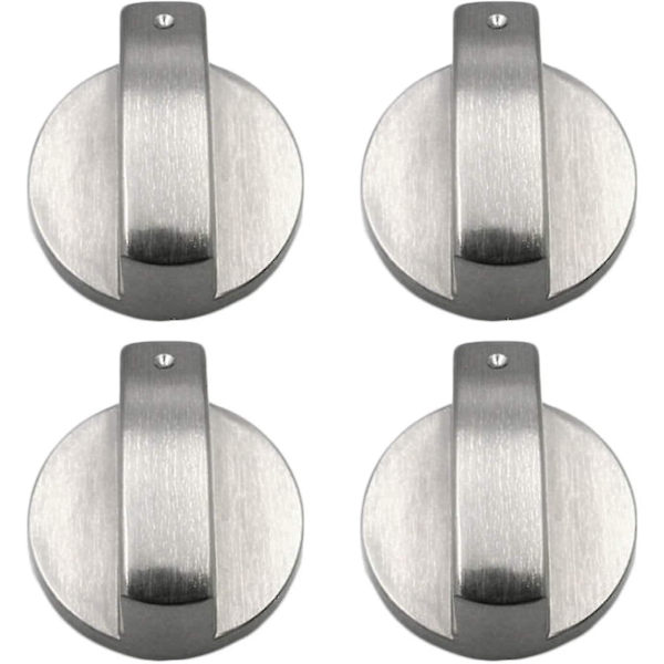 Gasspisknoppar, 4 stycken, metall, 6 mm, silverfärgade, justeringsknoppar för gasspis eller ugn Bdliv