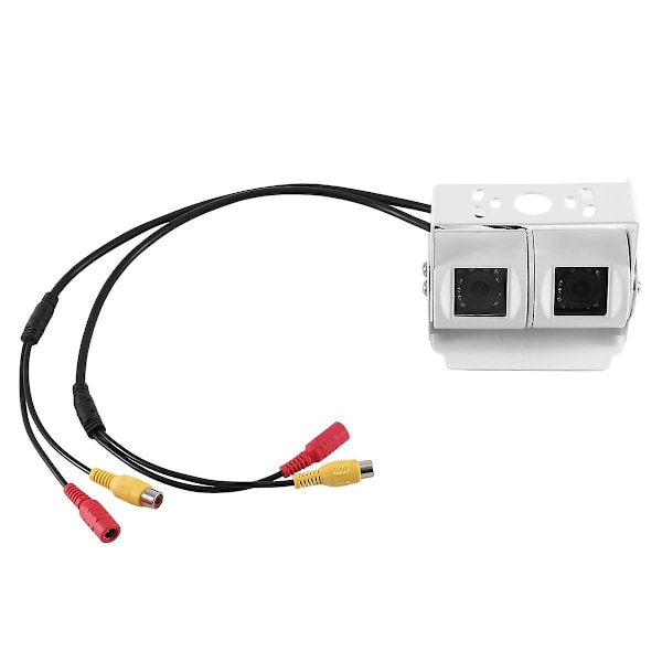 Bil Dual Lens Hvid Bakkamera RV Backup Kamera Twin Justerbar Vinkel Objektiv Bakkamera til Lastbil Bus