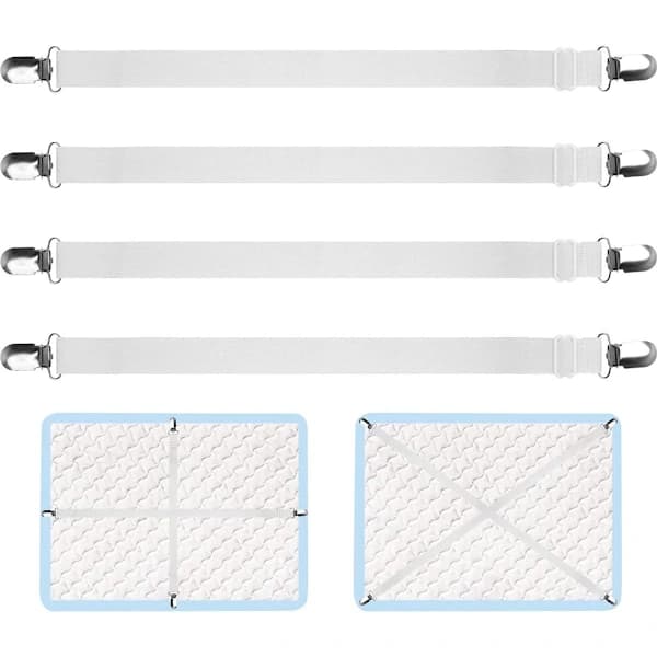 Justerbar lagenstrammer (70 cm til 230 cm) - (Hvid, 4 sæt)