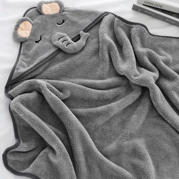Baby Badhandduk med Huva, Babyhandduk, Unikt Djurmönster, Ultra Mjuk, Absorberande för Pojkar och Flickor, Babypresent Set / Grå