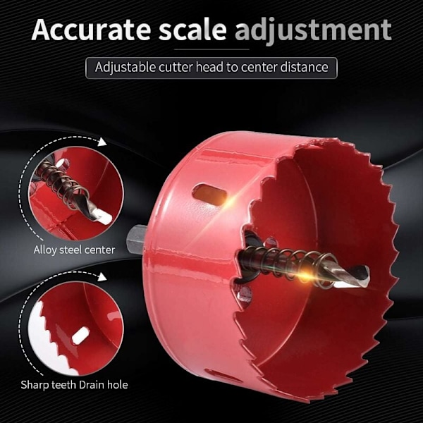 M42 HSS Bi-Metal Hulsav 80mm, Hulsav til Jern, Aluminium, Træ, Gips, Rør, Plast, Fiberplade