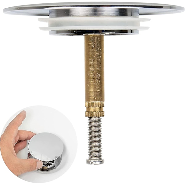 Bath Stopper,  70 Mm, With Double Seal, Height Adjustable, Universal Bath Stopper, Sink Valve, Hardened Brass With Chrome Finish