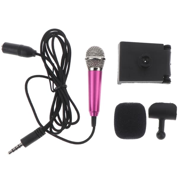 Bærbar 3,5 mm Stereo Studio Mic KTV Karaoke Mini Mikrofon Rose rød