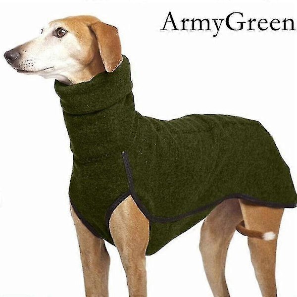 Vinterhundegenser med høy krage Greyhound Whippet-klær Lurcher-frakk Grønn Green M
