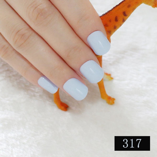 240 stk. Lyselilla søde negle designet sæt tips nem DIY runde korte fuldt indpakkede akryl falske negle til finger lap manicure