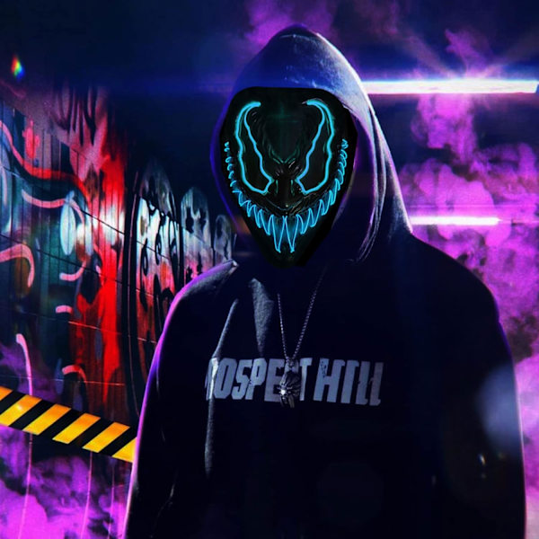 Halloween LED-mask, LED-skelettmask, LED-rengöringsmasker, skräckmask, halloweenmask, för karneval, halloween, cosplay och fester Xd