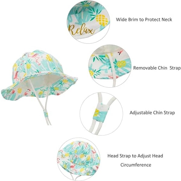 IC UPF 50+ Solskydd Bredbrättad Baby Solhatt Söt Sommar Strand Baby Solhatt Baby Hattar Flicka