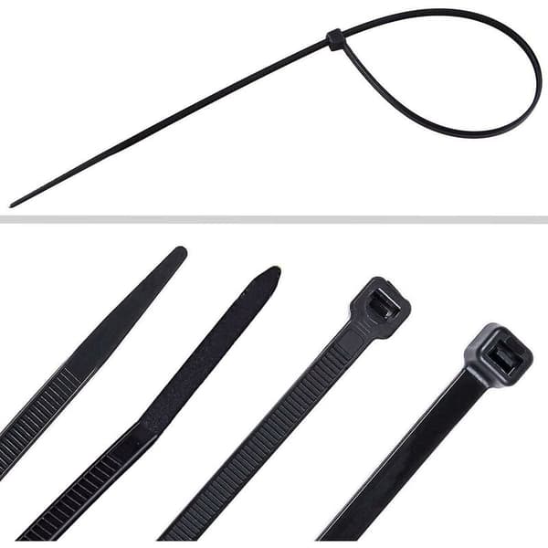 700 stk. sorte nylon kabelbindere, længder 4\"/ 6\"/ 8\"/ 10\"/ 12\"