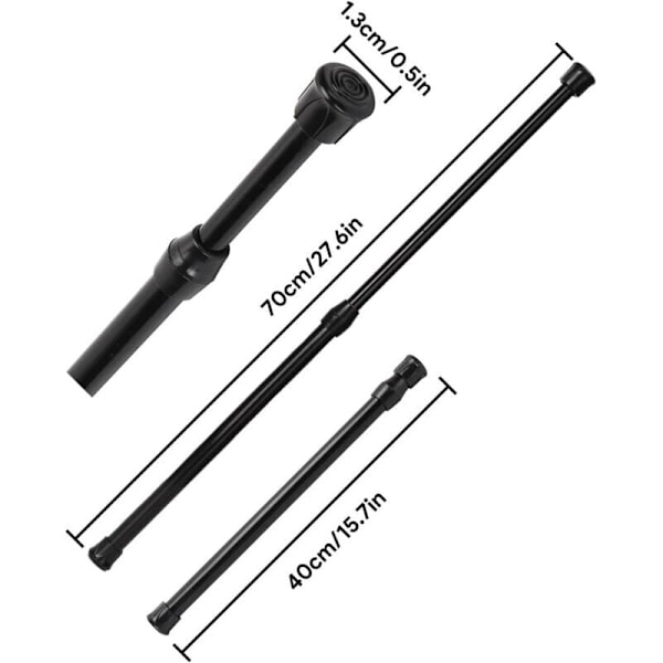 Teleskopisk gardinstång 40-70cm Utdragbar gardinstång set Ingen borrning Fjäderspänning gardinstänger för kök, badrum, garderob, fönster, av DEBUNS