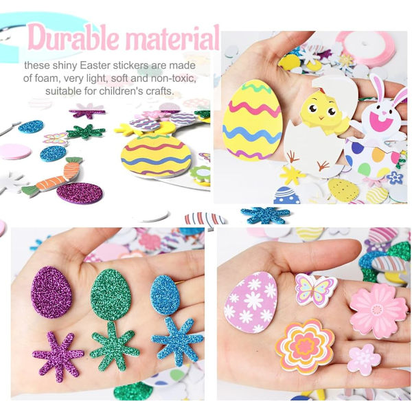 8 stk DIY påskekrans, DIY påskeposer, krans til dekorering med skumklistremerker, DIY-aktiviteter for barn, påskedekorasjon