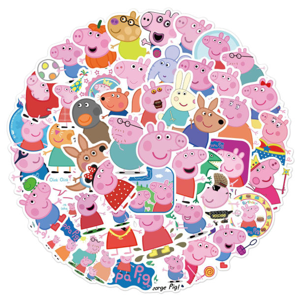 50 stk. Peppa Pig Graffiti-klistermærker til bærbar computer og skateboard