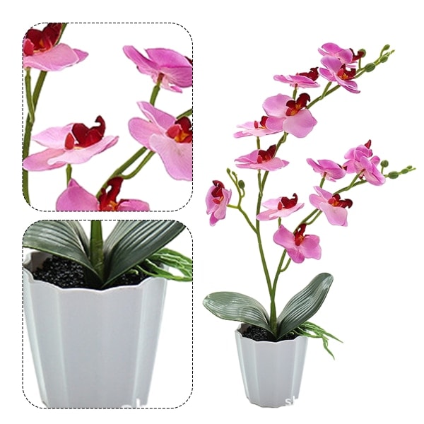 IC Kunstig blomst phalaenopsis bonsai skrivebord lille dekoration plante