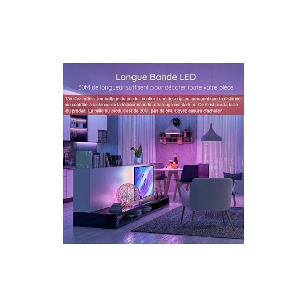 30m LED Strip, Bluetooth Soveværelse LED, APP Fjernbetjent LED Strip, LED til Soveværelse [Energiklasse A+]..DEBUNS