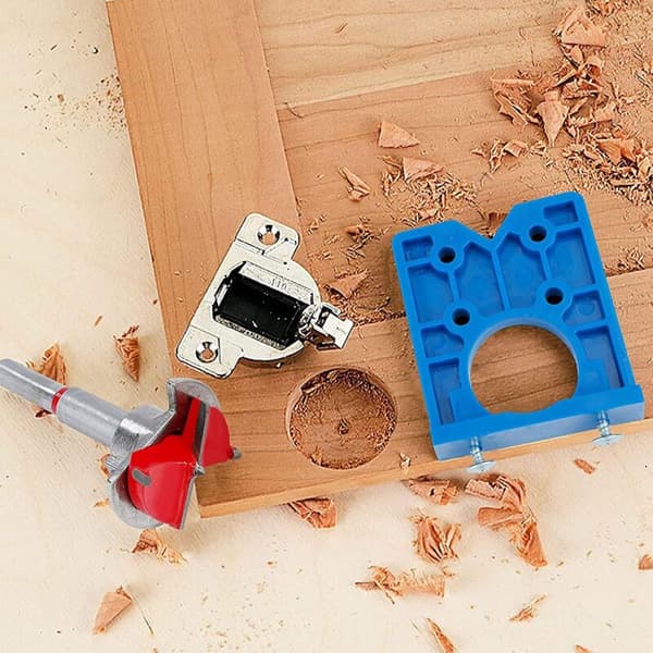 1 stk. Hængsel Jig Bor Bits Sæt, Hul Lokalisator Bits, Bore Jig til Hængsler (35 mm Hængsel Bore Jig + Bor Bits Sæt)