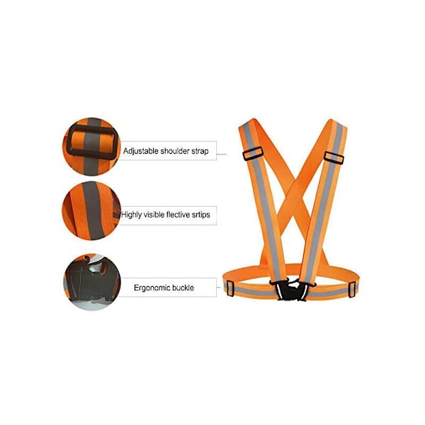 Set med 2 Reflekterande Västar för Löparkläder, Justerbara Varselvästar - Grön + Orange, från DEBUNS