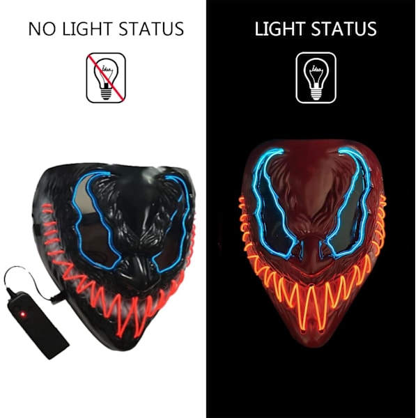 Halloween LED-naamio, LED-luurankonaamio, LED-puhdistusnaamiot, kauhunaamio, halloween-naamio, karnevaaliin, halloweeniin, cosplayhin ja juhliin Xc
