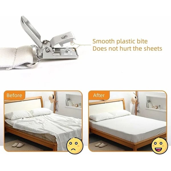 Adjustable Sheet Straps (70 cm to 230 cm) - (White, 4 sets)