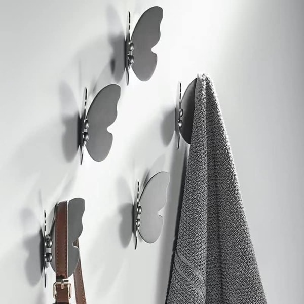 IC Dekorativ klædekrog, lille moderne sort messingophæng, Butterfly badehåndklædekrog, hattekroge Robekroge til entré, 2 stk