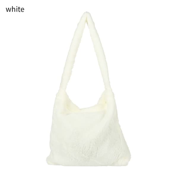 Fluffy Skuldertaske Shoppingtaske hvid white
