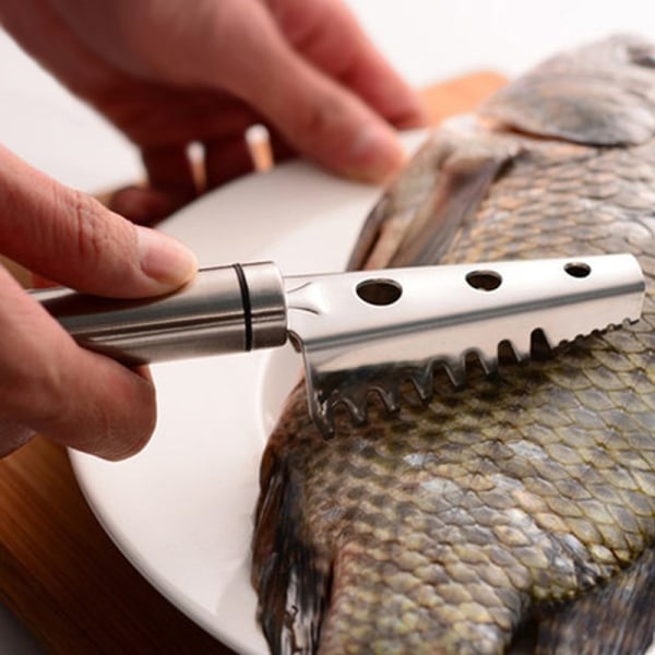 IC Rustfritt stål Fiskeskjellfjerner Håndholdt Rengjøringsskrape for Sjømat