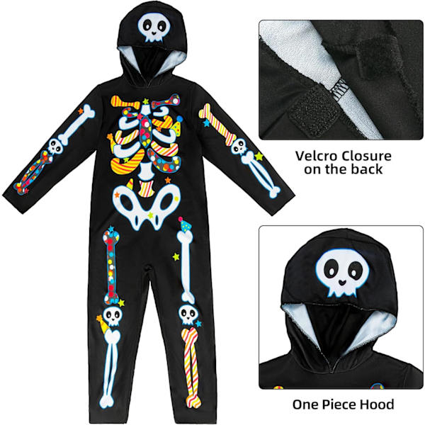 Skelett Jumpsuit Barn Vuxen 3D Tryckt Ben Halloween Kostym Skalle Ut För Rollspel Party Ben Q 4-6 Jahre