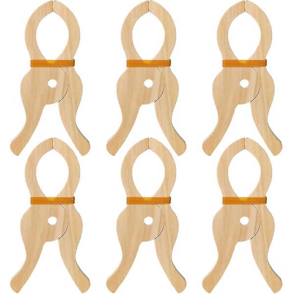 6 Pcs Wooden Play Clip Handmade Giant Clip Toys Wooden Clips for Curtains, Wardrobes, Balcony, Wood