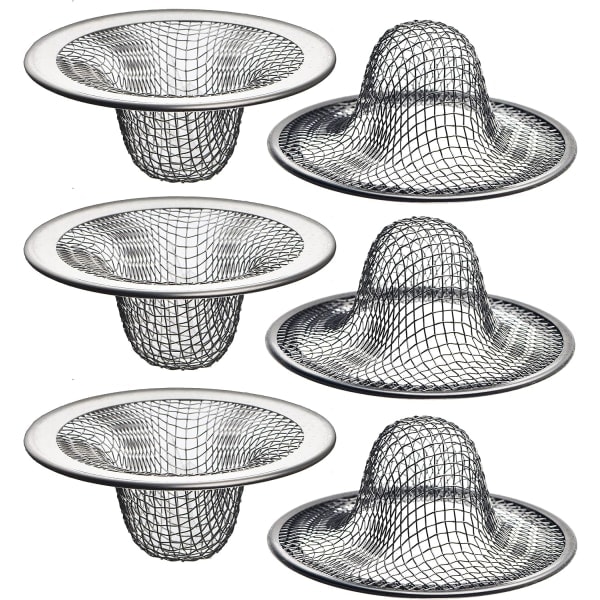 IC 6-pack - 2,125\" Topp / 1\" Korg - Mesh Handfatsavloppssil Hårfångare för Handfat, Grovkök, Spolho, Tvättstuga, Husbil och Toalett