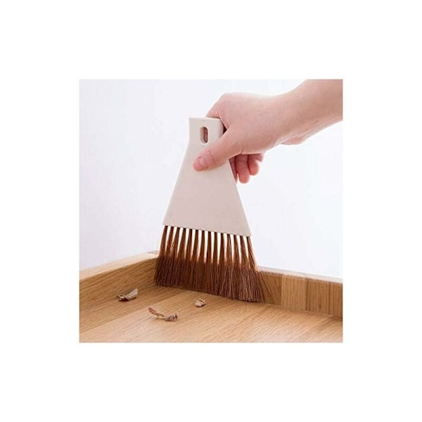 1 sæt Mini Fejebakke Børstesæt, Rengøringsbørste til Bord, Skrivebord, Bordplade, Tastatur, Bil, Camping (Beige)