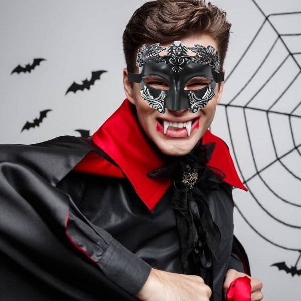 IC MFUOE Maskerade Maske for Menn Romersk Gresk Mytologisk Ventiansk Maske for Halloween Jul Mardi Maske Svart & Gull