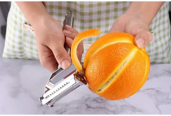 Grønnsaksskreller i rustfritt stål, roterbart dobbeltsidig blad for poteter og epler (sølv) Rotary peeler [2-sided] 1 piece