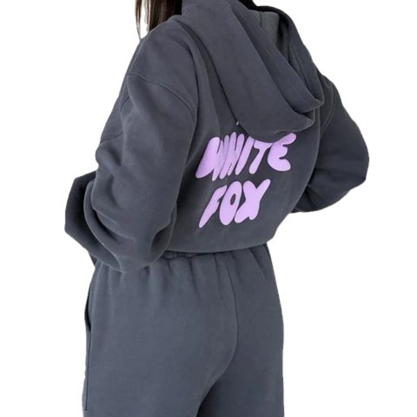 Höst Vinter Ny Tröja Set Mode Sport Fox Huvtröja Mörkgrå Dark gray XL#
