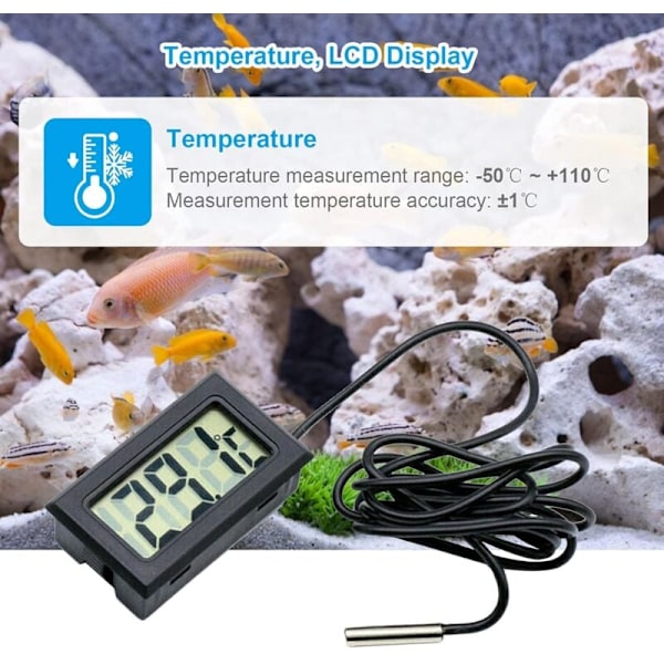 Mini Termometer Digital LCD Termometer Temperaturmätare med Extern Sond för Bil/Kylskåp/Akvarium/Fisktank/Rum (3st Svart)