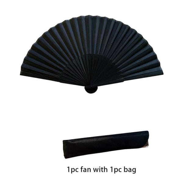 IC Style Black Vintage Hand Fan Folding Fan Dans Party Folding Black one size