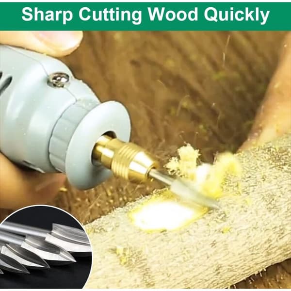 Træskærerbitsæt til Dremel, 5 stk. træskærerbits med 1/8\" skaft til gør-det-selv udskæring, gravering, slibning og boring