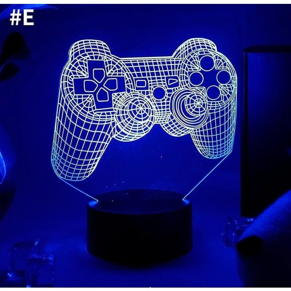3D nattlys spillrom PS spillkontroller belysningsdekorasjon