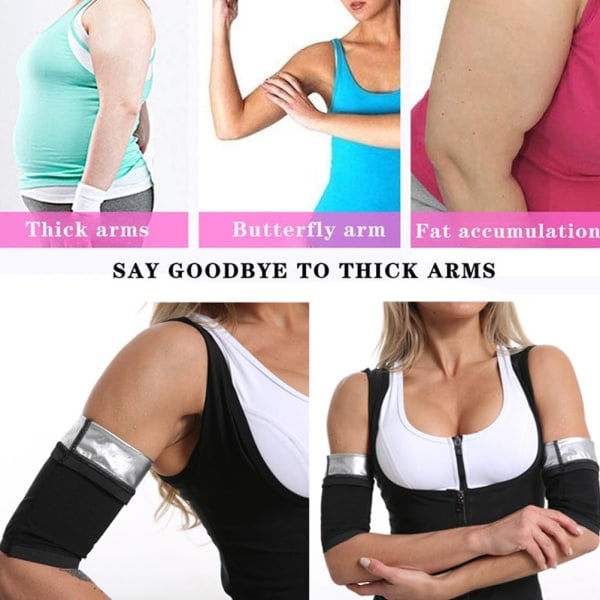 IC 2 stk. Thermo Fat Sweat Bastu Arm ermer Body Shaper Blå XXL/3XL