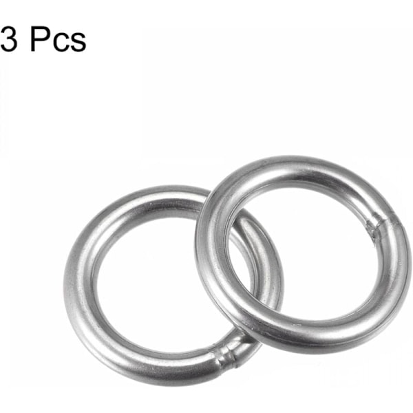 Svejset Ring Rustfrit Stål 304 50mm Udvendig Diameter 8mm Tykkelse 3 stk