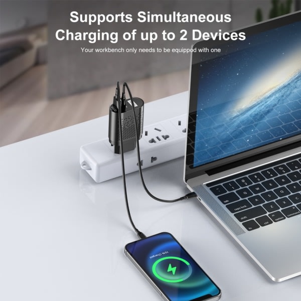USA/EU/UK/KR 65W GaN-laddare för QC 3.0 USB PD Väggladdare Typ C USB Snabbladdare För Laptop Telefon Power Bank Adapter Vit - EU