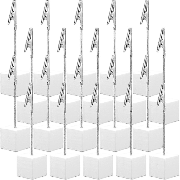 20 stk. Pladskort Holder Cube Foto Clips Holder Med Alligator Clip Træ Base Memo Bord Nummer Holder Kort Display Stander Til Kontor Menu Bryllup