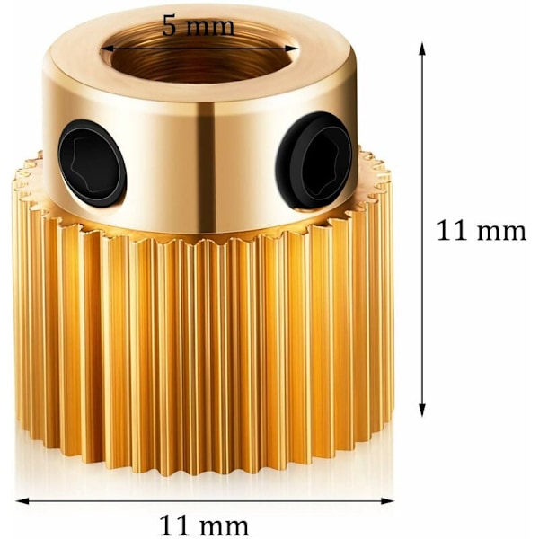 Ekstruderhjul 3D Printer Dele Gear 40 Tænder Messing Ekstruderhjul Kompatibel med CR-10, CR-10S, S4, S5, Ender 3, Ender 3 Pro (10)
