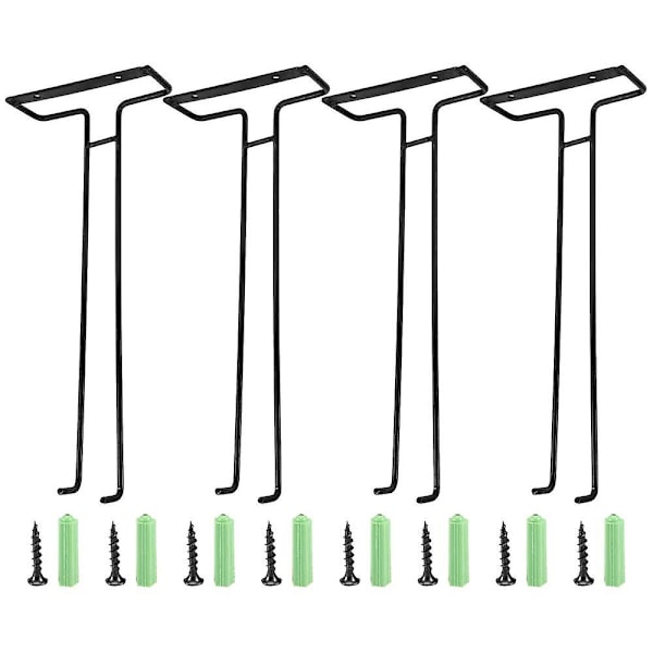4 stk. Vinglasstativer til vægmontering, hængende stativhylde til vinbæger, udstillingsstativ til skab og bar B
