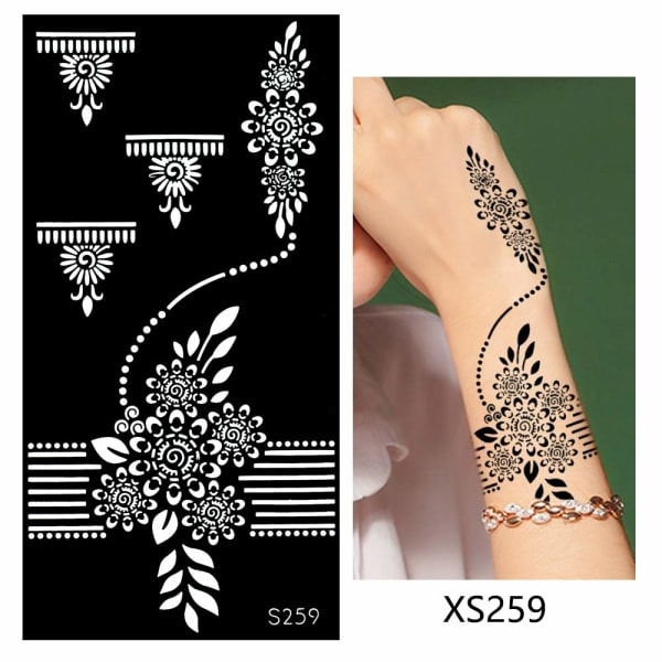 IC Temporär tatueringsstencil - 8 ark Henna tatueringsmall för handfinger handled ihålig kroppsmålning Henna stencil Airbrush målning