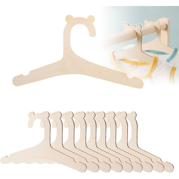 10 kappaletta puisia vauvan henkareita, DIY puiset taaperohenkarit, puiset vauvan lasten henkarit, liukumattomat vauvan henkarit vauvoille, taaperoille ja lasten vaatteille Clothes stand – 10 pcs