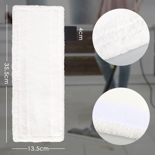 6-pak mikrofiber dampmoppepuder, vaskbare genanvendelige velcro gulvklude til Kärcher EasyFix SC1 SC2 SC3 SC4 SC5 SI4, hvid