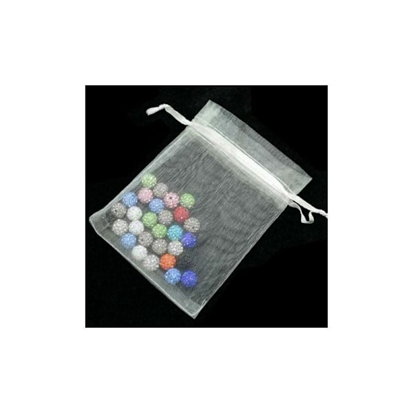 50 stk. store organza gaveposer 20 x 30cm smykkeposer bryllup snøreposer til julegaver fødselsdagsfest gaveindpakning (hvid)