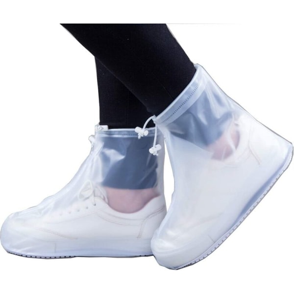 Vattentäta skoöverdrag Återanvändbara halkfria silikonskoöverdrag Transparent(L)38-40-Vit