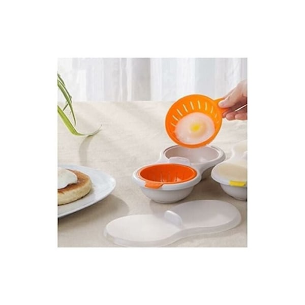 Mikrobølgeovn Eggkoker, 2-lags Eggkoker med Dreneringskurver, Matvaregodkjent Eggdamper (Oransje), av DEBUNS